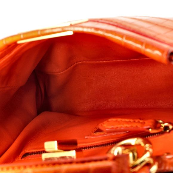 Good Fendi Peekaboo Bag Crocodile Mini Orange - Picture 5 of 9